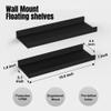 Boswillon Floating Shelves Wall Mounted Set of 2, Modern Black Wall Shelves for Storage with Lip, Display Picture Ledge Shelf for Wall Decor Bedroom Living Room Bathroom Kitchen view 3