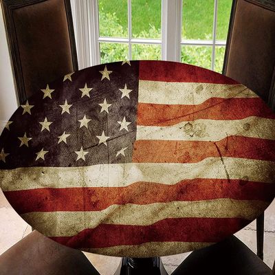 4th of July Table Cloth Tablecloth Round Patriotic American Flag Tablecloth Washable Table Cover Reusable Tablecloth for Home Party Picnic, Tablecloth Size 64"(Fit for 52.2"-56.1" Table), Type 14