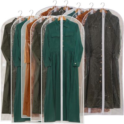 Perber All Clear Garment Bags for Hanging Clothes, 60" Dress Bags for Gowns Long, Plastic Dustproof Dress Garment Bag, Long Dress Bag with Zipper for gown, winter long coats, dance costume10 Packs