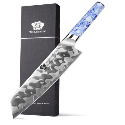 WILDMOK Kiritsuke Knife 8.5 Inch, Japanese Kitchen Chef Knives - 7 Layer Alloy Steel Fish Slicing Knife with Resin Handle - Qing Series