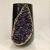 Black and Gold Ceramic Vase/Planter/Pot/Wine Goblet/Mug with Amethyst Semi - Precious Agate Crystal Gemstones |Both(Small & Large), (Gold - Finish) view 2