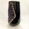 Black and Gold Ceramic Vase/Planter/Pot/Wine Goblet/Mug with Amethyst Semi - Precious Agate Crystal Gemstones |Both(Small & Large), (Gold - Finish) view 3
