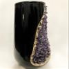 Black and Gold Ceramic Vase/Planter/Pot/Wine Goblet/Mug with Amethyst Semi - Precious Agate Crystal Gemstones |Both(Small & Large), (Gold - Finish) view 4
