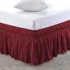 Dust Ruffle Wrap Around Bed Skirt for Twin XL Size Bed 18 Inch Drop with Adjustable Three Fabric Sides Elastic Belts Easy to Install, Soft Cotton Fabric Bed Skirts(80 x 39 Inch), Burgundy view 1