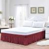 Dust Ruffle Wrap Around Bed Skirt for Twin XL Size Bed 18 Inch Drop with Adjustable Three Fabric Sides Elastic Belts Easy to Install, Soft Cotton Fabric Bed Skirts(80 x 39 Inch), Burgundy view 2