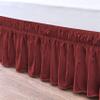Dust Ruffle Wrap Around Bed Skirt for Twin XL Size Bed 18 Inch Drop with Adjustable Three Fabric Sides Elastic Belts Easy to Install, Soft Cotton Fabric Bed Skirts(80 x 39 Inch), Burgundy view 3