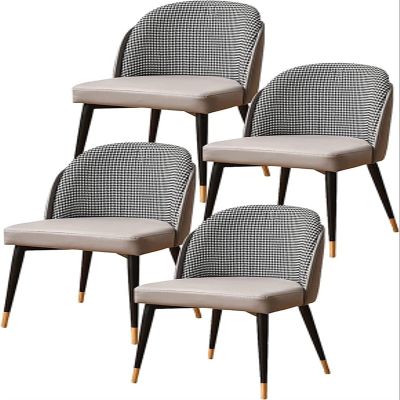 REROM Dining Chair Set of 4,Modern PU Leather Kitchen Counter Chair with Padded Seat Upholstered Lounge Chairs with Metal Legs Chairs (Color : Grey, Size : 91 * 43 * 45cm)