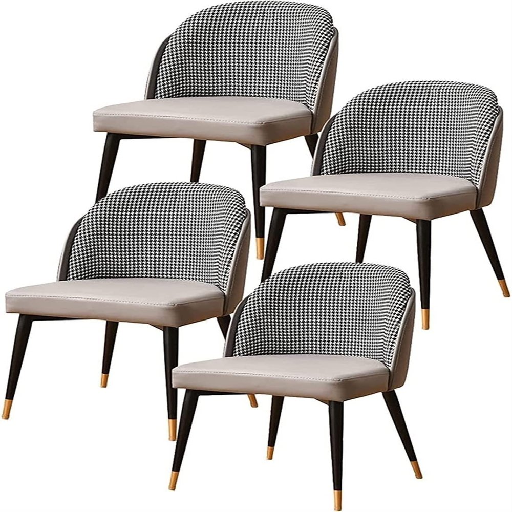 REROM Dining Chair Set of 4,Modern PU Leather Kitchen Counter Chair with Padded Seat Upholstered Lounge Chairs with Metal Legs Chairs (Color : Grey, Size : 91 * 43 * 45cm)