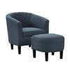 Convenience Concepts Take a Seat Roosevelt Accent Chair with Ottoman Set 27.75" - Modern Mid-Back Barrel Accent Chair with U-Shaped Ottoman, for Living Room, Bedroom, Office, Blue Fabric view 1