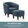 Convenience Concepts Take a Seat Roosevelt Accent Chair with Ottoman Set 27.75" - Modern Mid-Back Barrel Accent Chair with U-Shaped Ottoman, for Living Room, Bedroom, Office, Blue Fabric view 3