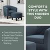 Convenience Concepts Take a Seat Roosevelt Accent Chair with Ottoman Set 27.75" - Modern Mid-Back Barrel Accent Chair with U-Shaped Ottoman, for Living Room, Bedroom, Office, Blue Fabric view 4