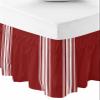 Red Striped Bed Skirt Queen Size 16 Inch Drop, Adjustable Elastic Bedskirt Dust Ruffle for Queen Bed, White Stripes Modern Abstract Art Wrap Around Bed Skirts Pleated Bed Frame Cover view 1