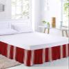 Red Striped Bed Skirt Queen Size 16 Inch Drop, Adjustable Elastic Bedskirt Dust Ruffle for Queen Bed, White Stripes Modern Abstract Art Wrap Around Bed Skirts Pleated Bed Frame Cover view 2