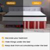 Red Striped Bed Skirt Queen Size 16 Inch Drop, Adjustable Elastic Bedskirt Dust Ruffle for Queen Bed, White Stripes Modern Abstract Art Wrap Around Bed Skirts Pleated Bed Frame Cover view 3