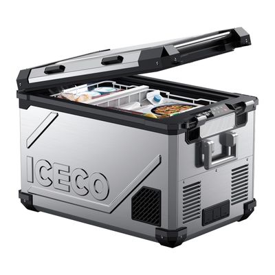 ICECO APL55 Dual Zone Portable Refrigerator Bluetooth Controlled, 55 Liter 12v refrigerator with SECOP Compressor, DC 12/24V, AC 110-240V, for Truck, Car and Home, -4~68(Silver)