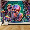 Amonercvita Blacklight Skull Tapestry Trippy Skeleton Wall Tapestries UV Reactive Neon Plants Trees Tapestries Aesthetic Galaxy Space Tapestry Wall Hanging for Bedroom Decor(W59.1H78.7 inches) view 3