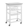 Linon Clarke White Kitchen Cart with Drawer, Rack & Locking Casters White view 1