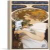 ARTCANVAS Feather Blue Brown Canvas Art Print Stretched Framed Painting Picture Poster Giclee Wall Decor by Alphonse Mucha - 36" x 12" (0.75" Deep) view 1