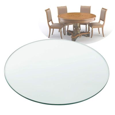 WORDFUN Tempered Glass Round, Solid Glass, Round Glass Table Top, with Flat Polished Edge, Clear and Heavy, for My Barrel Pub Table, Dining, Coffee, Round Table Glass