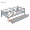 RUNNA Modern Wooden Twin Size Daybed with Two Drawers,Sofa Bed with Four-Sided Fence,for Kids Teens Adults Bedroom Use (Gray@x, Twin) view 2