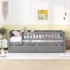 RUNNA Modern Wooden Twin Size Daybed with Two Drawers,Sofa Bed with Four-Sided Fence,for Kids Teens Adults Bedroom Use (Gray@x, Twin) view 3