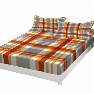 Fitted Sheet Set for Queen Size Bed Modern Buffalo Checker Colorful Grid Gingham 3 Pieces Bedding Sheets-Deep Pocket Bedsheet Fits Mattress Upto 16",2 Pillow Cases Bedroom Decor Minimalist