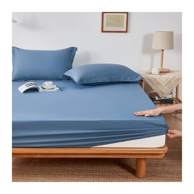 OBONG 100% Cotton Fitted Sheet Full Size Combed Pure Natural Cotton Fade Resistant Bed Linen Soft Silky Sateen Weave Bedspreads (Color : Yellow, Size : 120x200cm+25cm)