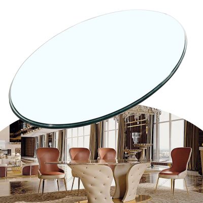 WORDFUN 14-40'' Round Glass Table Tops, 1/4" Thick Tempered Polished Edge, Premium Round Circular Plate Glass, with Flat Polished Edge, for Dining Table, Coffee Table
