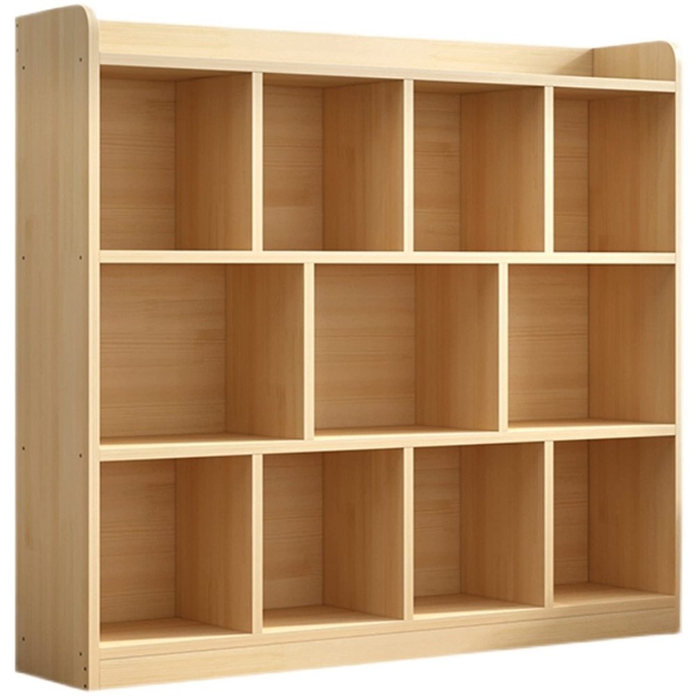 's Bookshelf Solid Wood Shelf, School Small Pine Bookcase Low Cabinet, Bay Window Locker MINGPING (Color : Arc 3layers 100x120x24cm)
