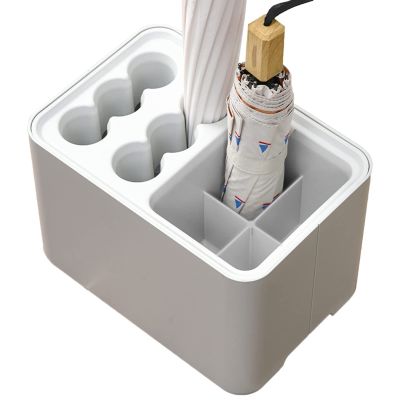 SOVORM Umbrella Stand Holder Freestanding Plastic Umbrella Holder for Entryway,Space Saving OrganizerStored 10 Umbrellasfor Home Office (Color : Gray)