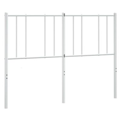 vidaXL Classic White Metal Headboard, Powder-Coated Steel Construction, Easy Assembly Required, Suitable for 59.1" Mattress, Provides Excellent Back Support