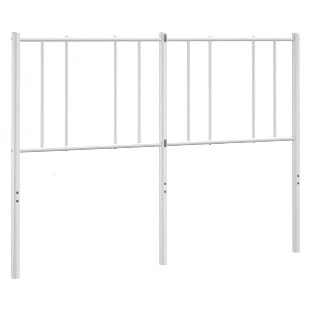 vidaXL Classic White Metal Headboard, Powder-Coated Steel Construction, Easy Assembly Required, Suitable for 59.1" Mattress, Provides Excellent Back Support