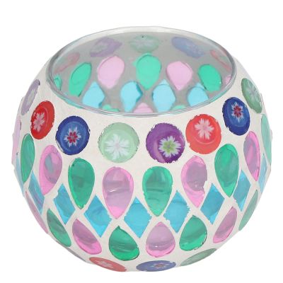Mosaic Glass Candle Holder Colorful Tea Light Holder for Home, Restaurants, Parties, and Anniversaries Stunning Decorative Piece for Candle Decoration, Room Enhancement, and Gift Giving