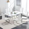 Btikita Dining Table Chairs Set for 4, Modern 55" Rectangular Kitchen Table with Leather Padded Chairs 5 Piece Dining Table Set for Dining Room (White, White Table + 6 Chairs) view 1