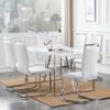 Btikita Dining Table Chairs Set for 4, Modern 55" Rectangular Kitchen Table with Leather Padded Chairs 5 Piece Dining Table Set for Dining Room (White, White Table + 6 Chairs) view 3