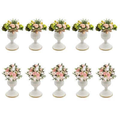 DYNAMI Set of 10 Tabletop Metal Trumpet Vase,6.7in Tall Wedding Centerpieces Flower Vase Flowers Arrangement Vase for Wedding Event Decoration Living Decor Party Dining Room Decor,White