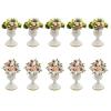 DYNAMI Set of 10 Tabletop Metal Trumpet Vase,6.7in Tall Wedding Centerpieces Flower Vase Flowers Arrangement Vase for Wedding Event Decoration Living Decor Party Dining Room Decor,White view 1