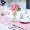 DYNAMI Set of 10 Tabletop Metal Trumpet Vase,6.7in Tall Wedding Centerpieces Flower Vase Flowers Arrangement Vase for Wedding Event Decoration Living Decor Party Dining Room Decor,White view 2