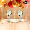 DYNAMI Set of 10 Tabletop Metal Trumpet Vase,6.7in Tall Wedding Centerpieces Flower Vase Flowers Arrangement Vase for Wedding Event Decoration Living Decor Party Dining Room Decor,White view 4