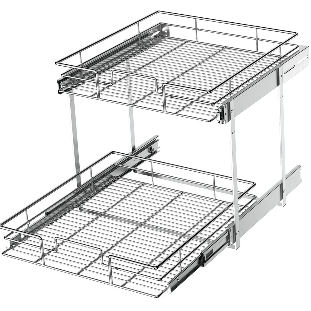 LOVMOR 2 Tier Individual Pull Out Cabinet Organizer 22" W x 21" D, Slide Out Kitchen Cabinet Storage Sliding Shelves