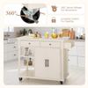MFSTUDIO Rolling Kitchen Island Cart on Wheels, Mobile Kitchen Cart Trolley Cart with Open Shelves, Drawers, Towel and Spice Rack, Portable Storage Island Cart for Dining Room, Ivory view 2