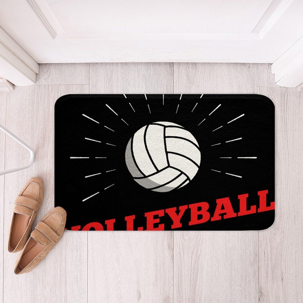 Volleyball Kids Bath Mats,Ball Sports Games Competition Mats Rugs,Boys Girls Adults Room Decor,Modern Fashion Simple Style Bath Carpets,Black White Bath Rugs,Absorbent Floor Mats,16Wx24L Inches