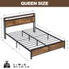 Anwick Bed Frame with LED Lights,2-Tier Storage Headboard with Charging Station,Industrial Metal Platform LED Bed Frame with Outlets and USB Ports,Noise Free,No Box Spring Needed (Queen) view 2
