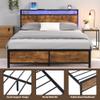 Anwick Bed Frame with LED Lights,2-Tier Storage Headboard with Charging Station,Industrial Metal Platform LED Bed Frame with Outlets and USB Ports,Noise Free,No Box Spring Needed (Queen) view 3