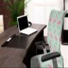 Ambesonne Pink Flamingo Office Chair Cover, Birds of Hawaii Exotic Animals on Polka Dot Backdrop, Stretchable Decorative Universal Size High Back Printed Slipcover, Mint Green view 3