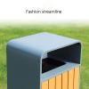 DYPASA Outdoor Trash can Square Plastic Wood Trash Can Outdoor/Indoor Recessed Panel Waste Bin 63L/16.6 Gallons Commercial Garbage Can, Decorative Fluted Panels Garbage can view 4
