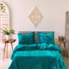 DecorAvenue Ultra-Luxe Solid Velvet Duvet Cover, Boho Bedding UO Comforter Bedding Donna Cover,3 Pc Duvet Set, Velvet Bedding Set (Aqua Blue,Twin 68" x 90") view 3
