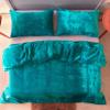 DecorAvenue Ultra-Luxe Solid Velvet Duvet Cover, Boho Bedding UO Comforter Bedding Donna Cover,3 Pc Duvet Set, Velvet Bedding Set (Aqua Blue,Twin 68" x 90") view 4