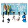 Key Holder for Wall Summer Surfing Decorative Key Hanger for Wall Surfboard Tropical Palm Leaf Wood Grain Wall Mounted Key Racks with 5 Rustic Key Hooks Wood Key Holder for Entryway Hallway Doorway view 1
