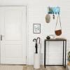 Key Holder for Wall Summer Surfing Decorative Key Hanger for Wall Surfboard Tropical Palm Leaf Wood Grain Wall Mounted Key Racks with 5 Rustic Key Hooks Wood Key Holder for Entryway Hallway Doorway view 3